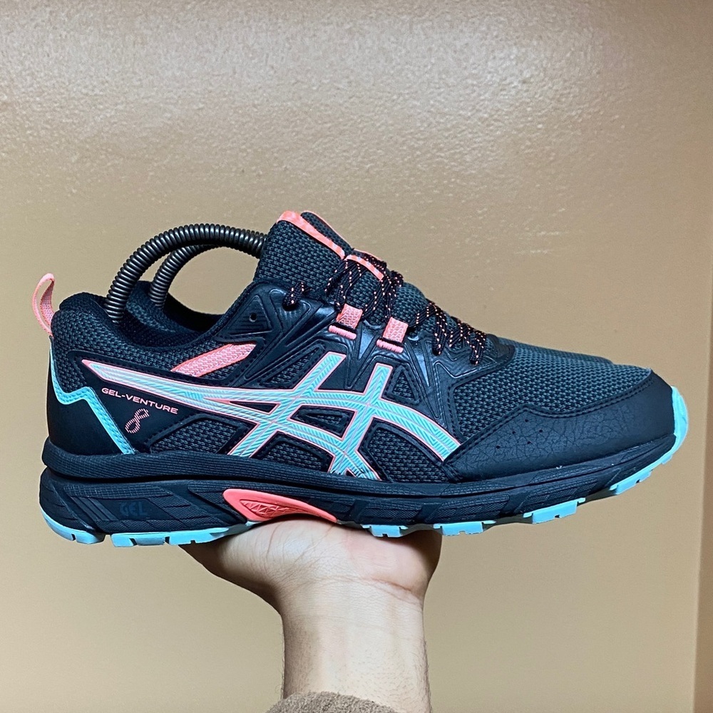 ASICS Gel-Venture 8 Trail Running Sneakers Black Clear Blue Coral Pink Size 10